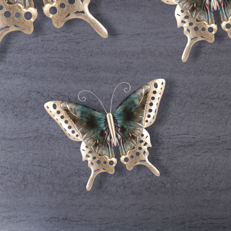 056042|Small Auqua Butterfly Metal Wall Decor 24/CS Default Title