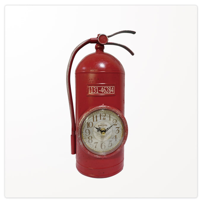 110205|Red Metal Fire Extinguisher Table Clock 8/case Default Title