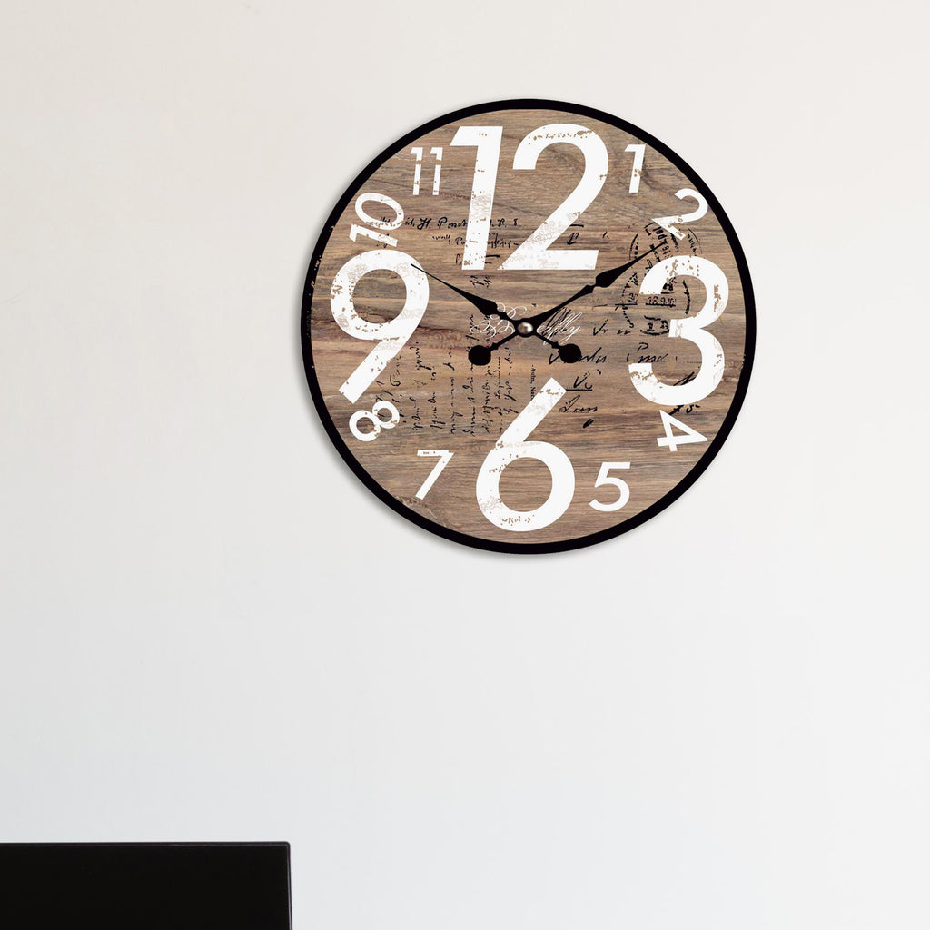 110101|Simulated Wood Wall Clock & Large White Numbers 12/case Default Title