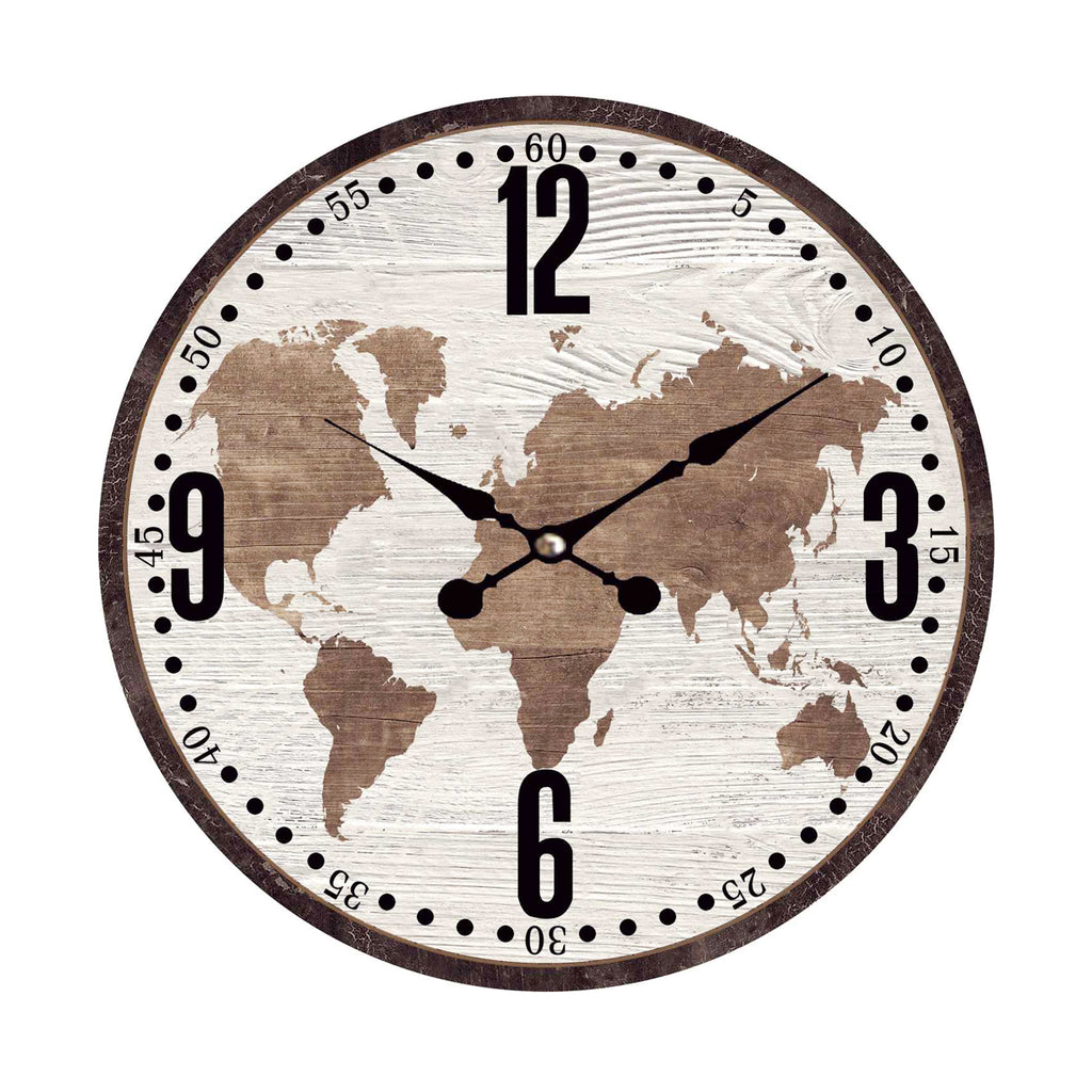 110101|Laminated World Map Wall Clock 12/case Default Title