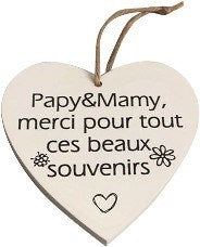 120606|Papy & Mamy, Merci Pour Tous Ces Beaux Souvenirs Hanging Wood Heart 12/case Default Title