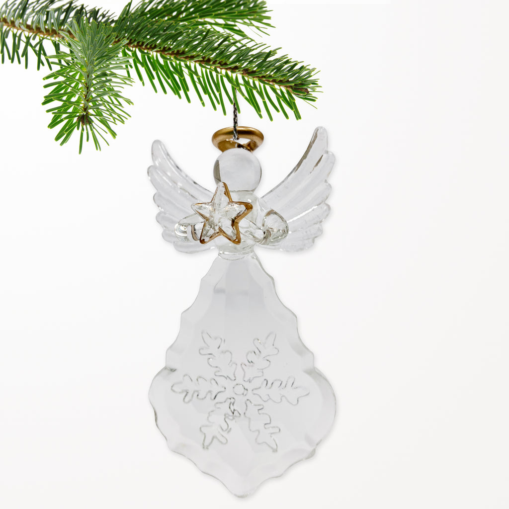 016074|Crystal Angel with Snowflake - Christmas Ornament 108/CS Default Title
