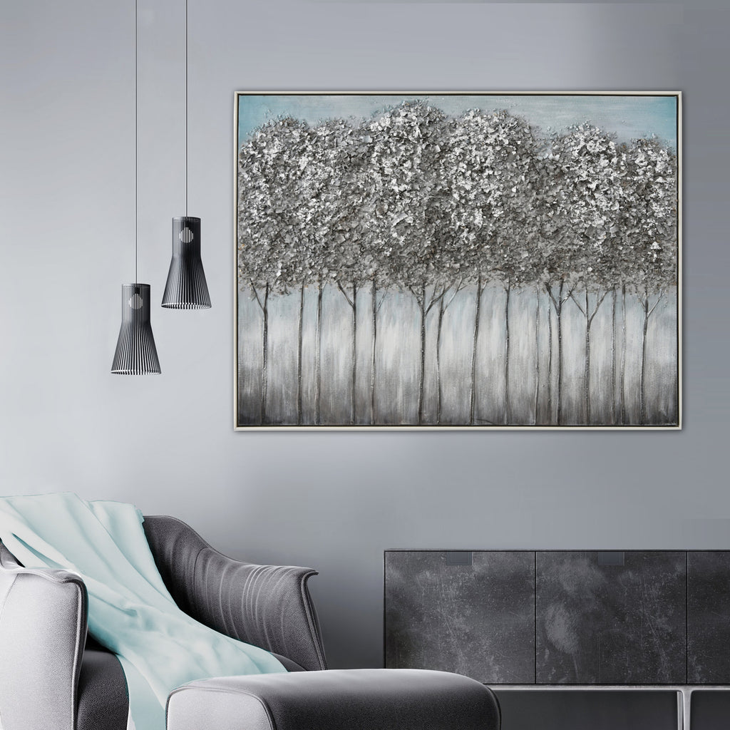 080305|Silver Forest Oil Painting with Frame 1/CS Default Title