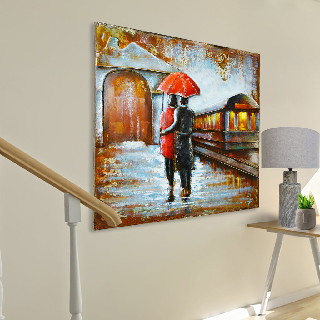 070201|Waiting in the Rain 3D Metal Painting 1pc/case Default Title
