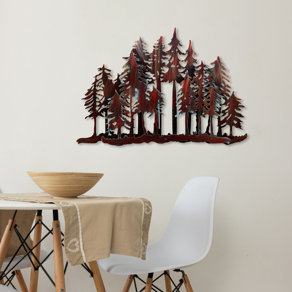 056066|Large Two Tones Pine Tree Forest, Metal Wall Décor 2/case Default Title