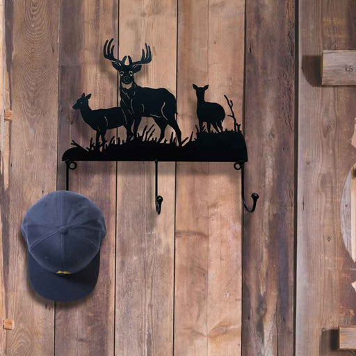 056082|Herd of Deer Wall Mounted Coat Hanger, Black Metal Finish 96/case Default Title