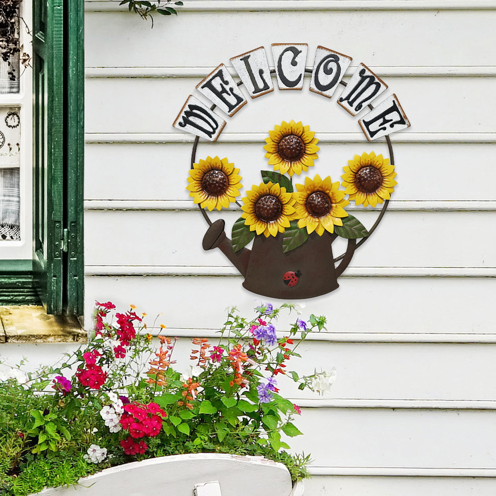 025865|Sunflowers and Watering Can Welcome Sign 12/CS Default Title