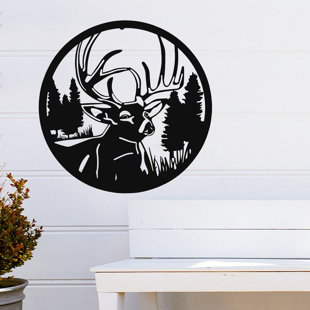 054045|Buck in the Forest Metal Wall Art 2/CS Default Title