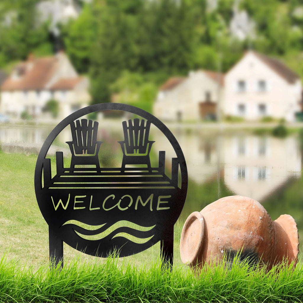 037040|Adirondack Chair Welcome Metal Garden Stake 10/CS Default Title