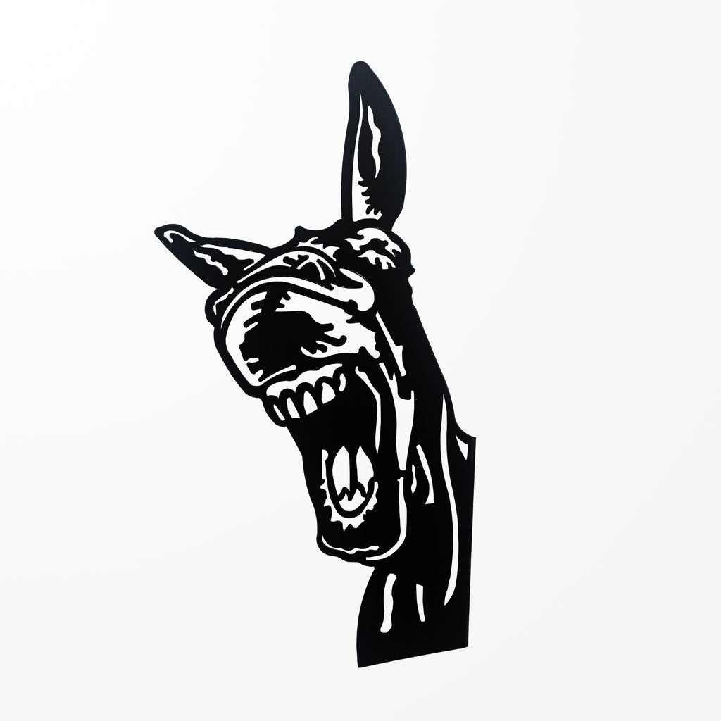 037063|Black Metal Donkey Hee Haw Wall Art 12/CS Default Title