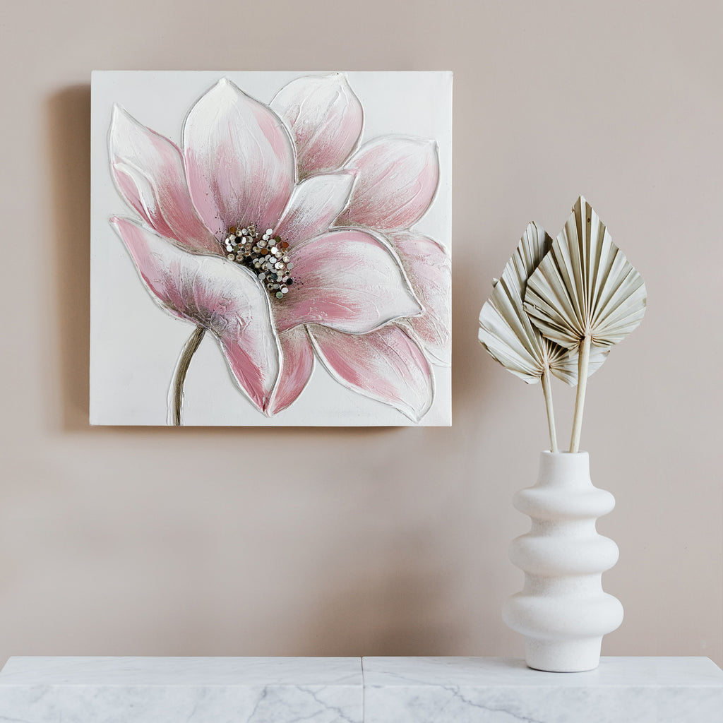 080403|Pink and White Floral with Shimmering Nectar, Oil Painting on Canvas 18/case Default Title