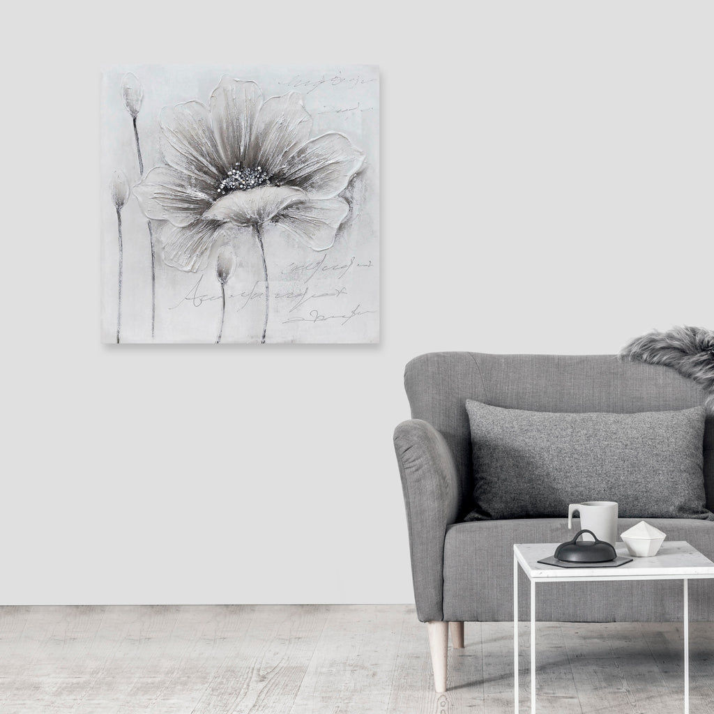 080402|White Flowers, Oil Painting on Canvas 1 /case Default Title