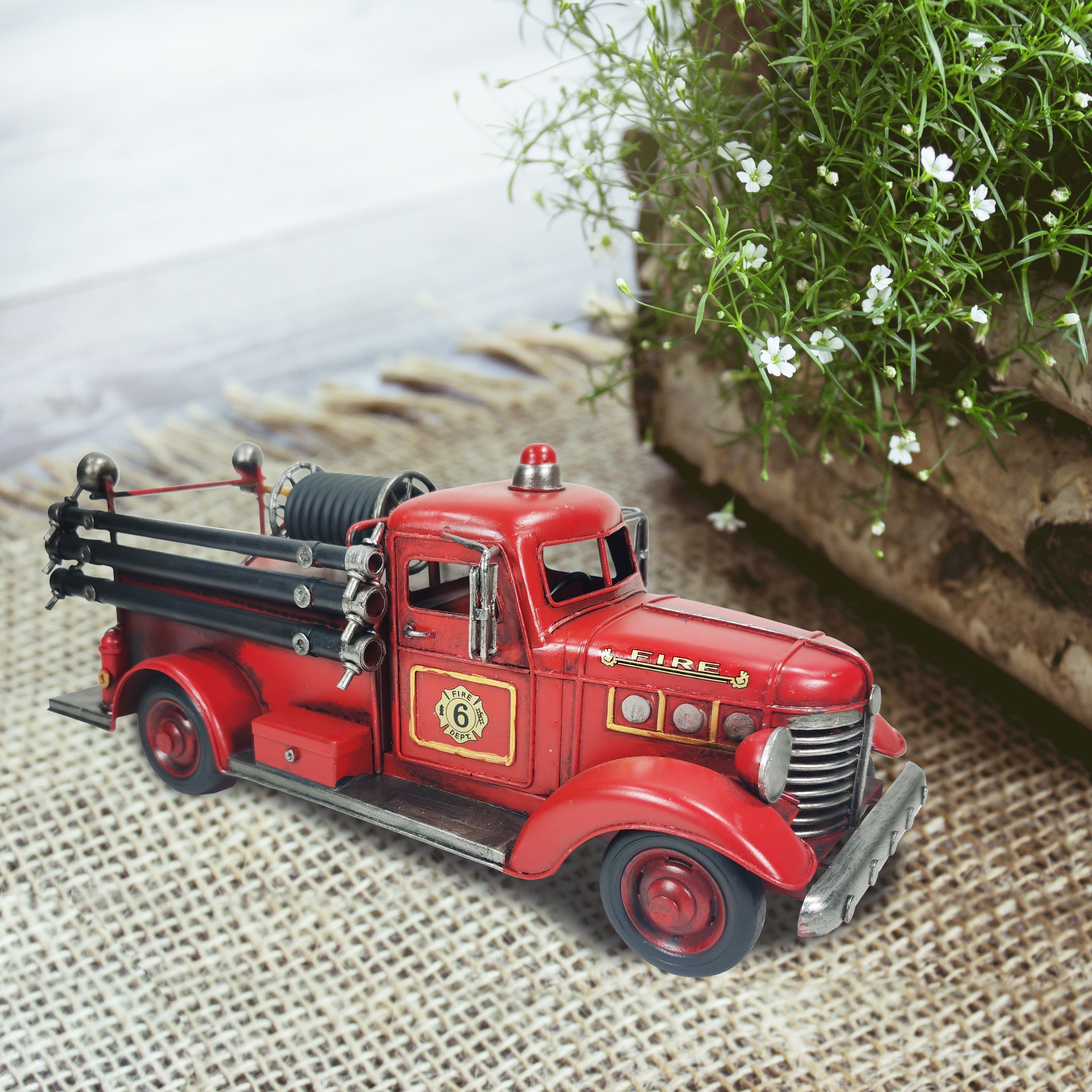 Camion de pompier en métal - Rouge