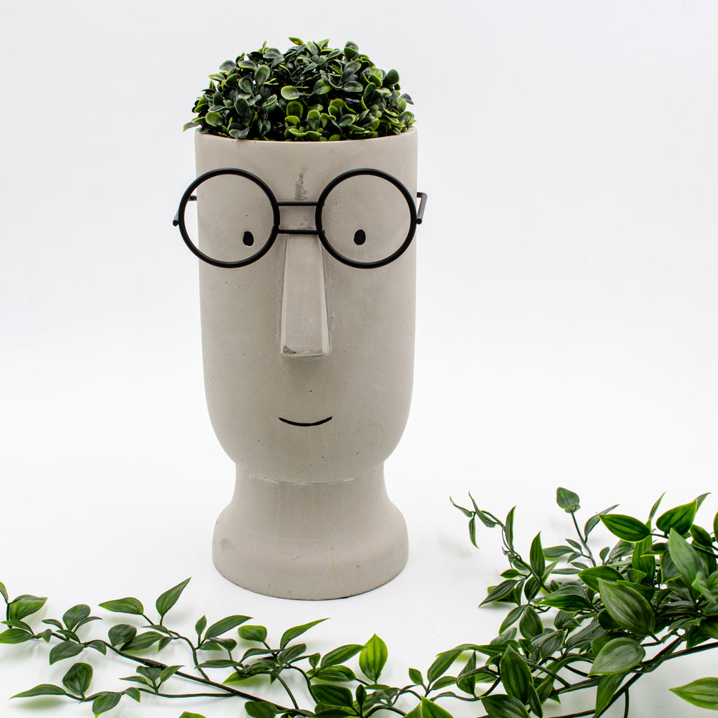 025045|Large Planter of a Face with Black Glasses 6/case Default Title