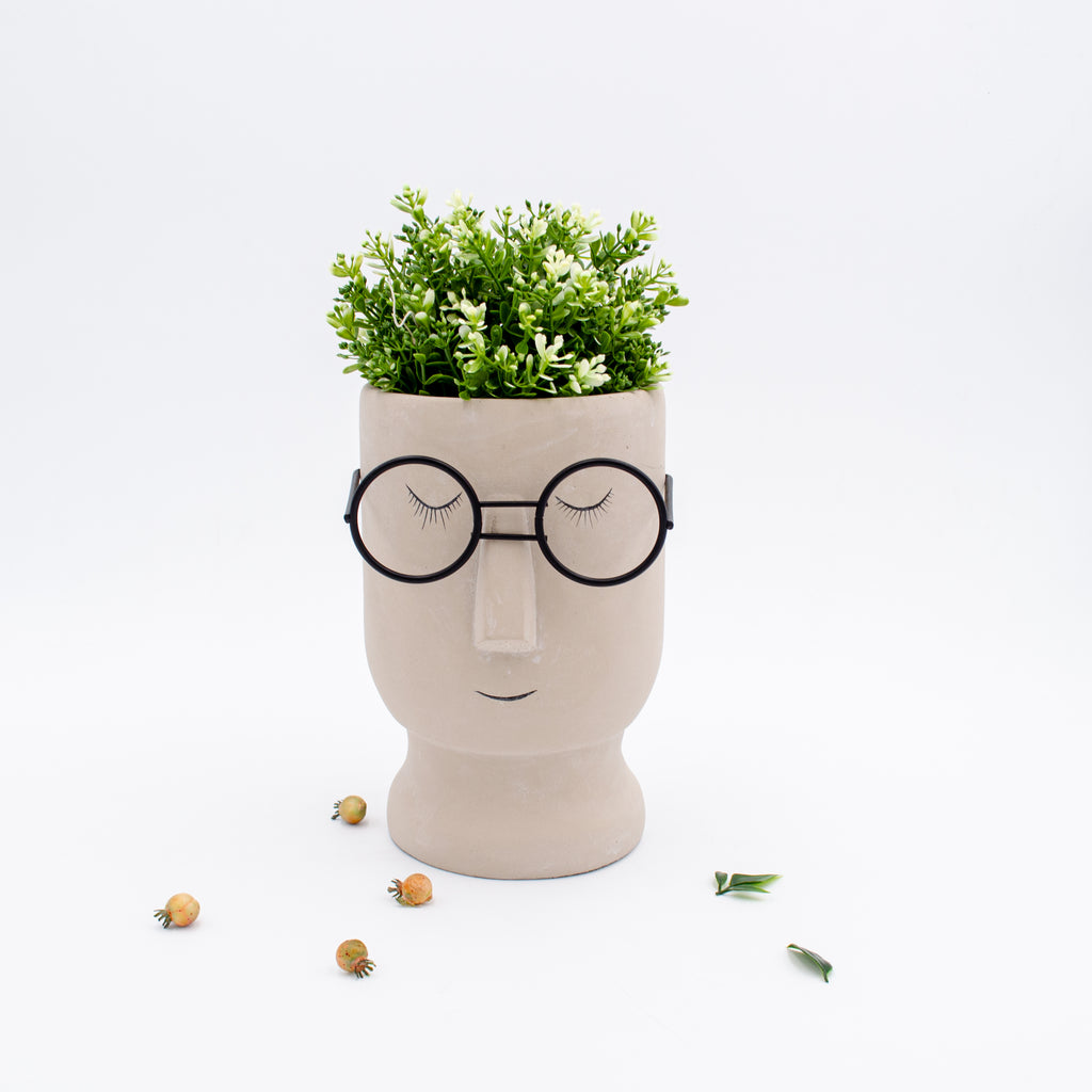 025045|Resting Face Large Planter with Black Glasses 4/case Default Title