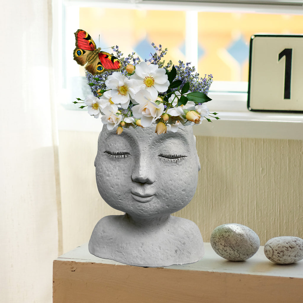 025075|Resting Woman's Bust Planter 4/CS Default Title