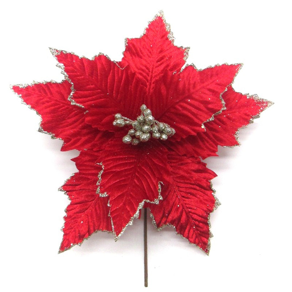 Red & Gold Sparkle Poinsettia Flower 480PC/CS Default Title