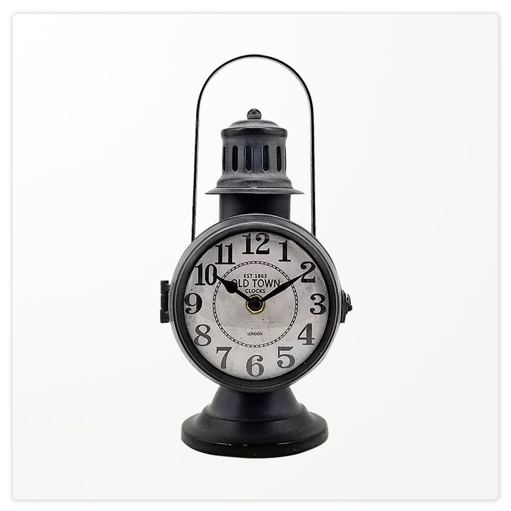 110202|Metal Railroad Lantern Table Clock 12/case Default Title