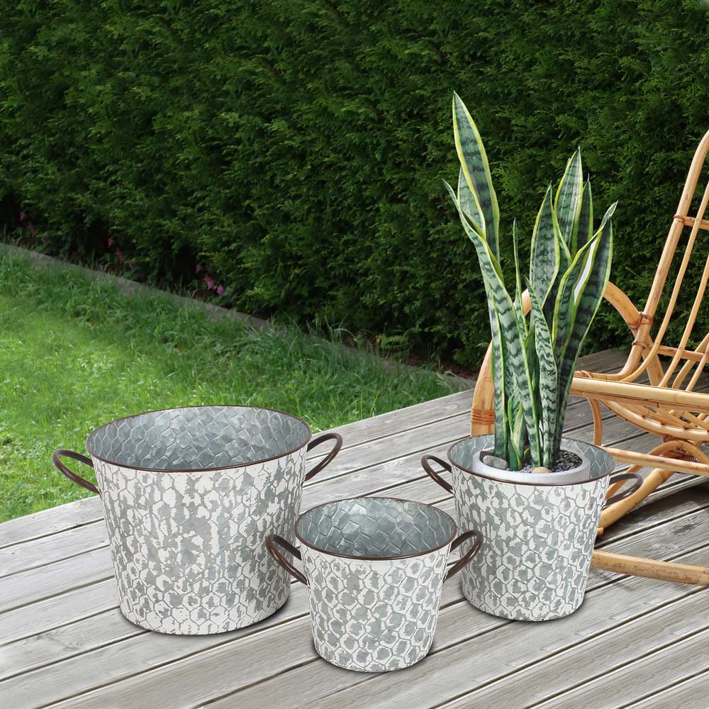 S/3 HoneyComb Patterned Metal Planters 4/CS Default Title