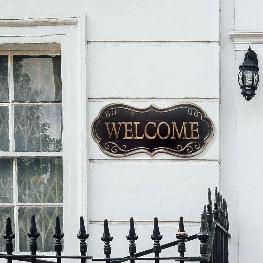 120104|Welcome Hanging Metal Wall Sign, English 16/case Default Title