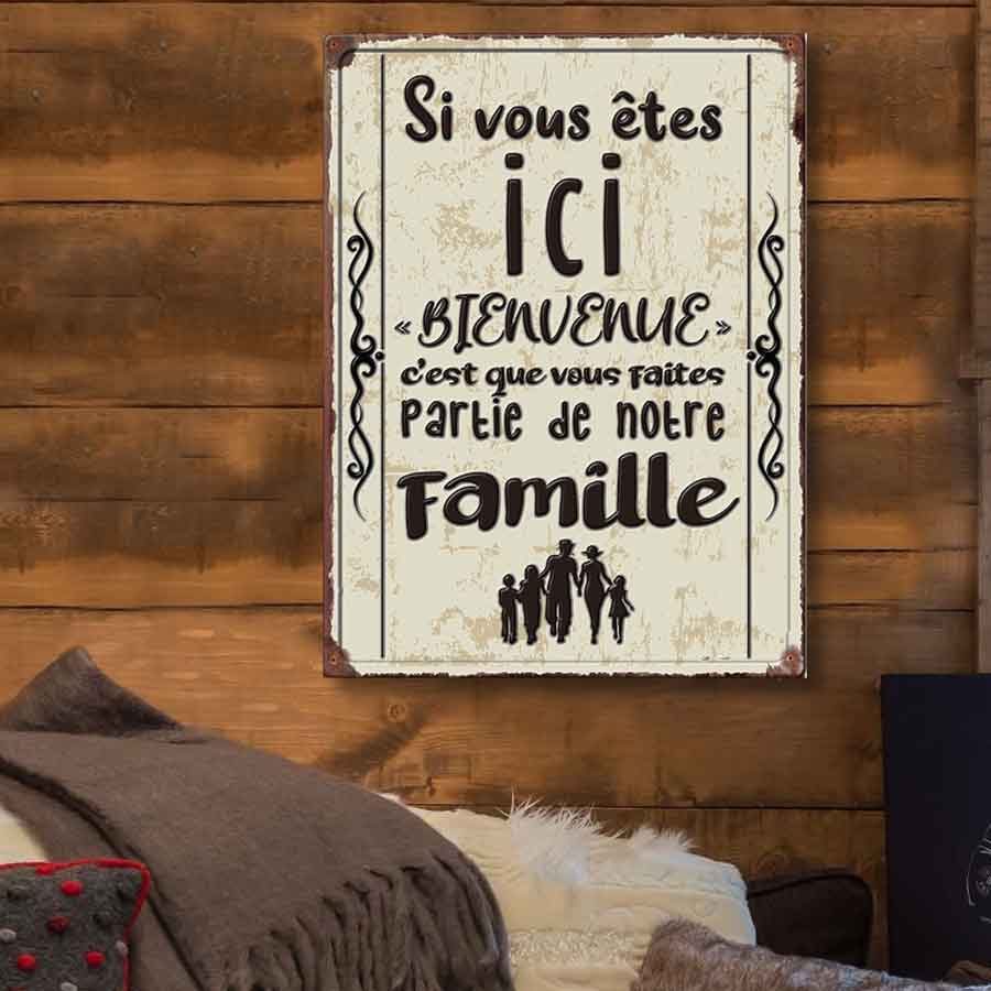 120301|Famille Message Hanging Metal Wall Plaque, French 24/case Default Title