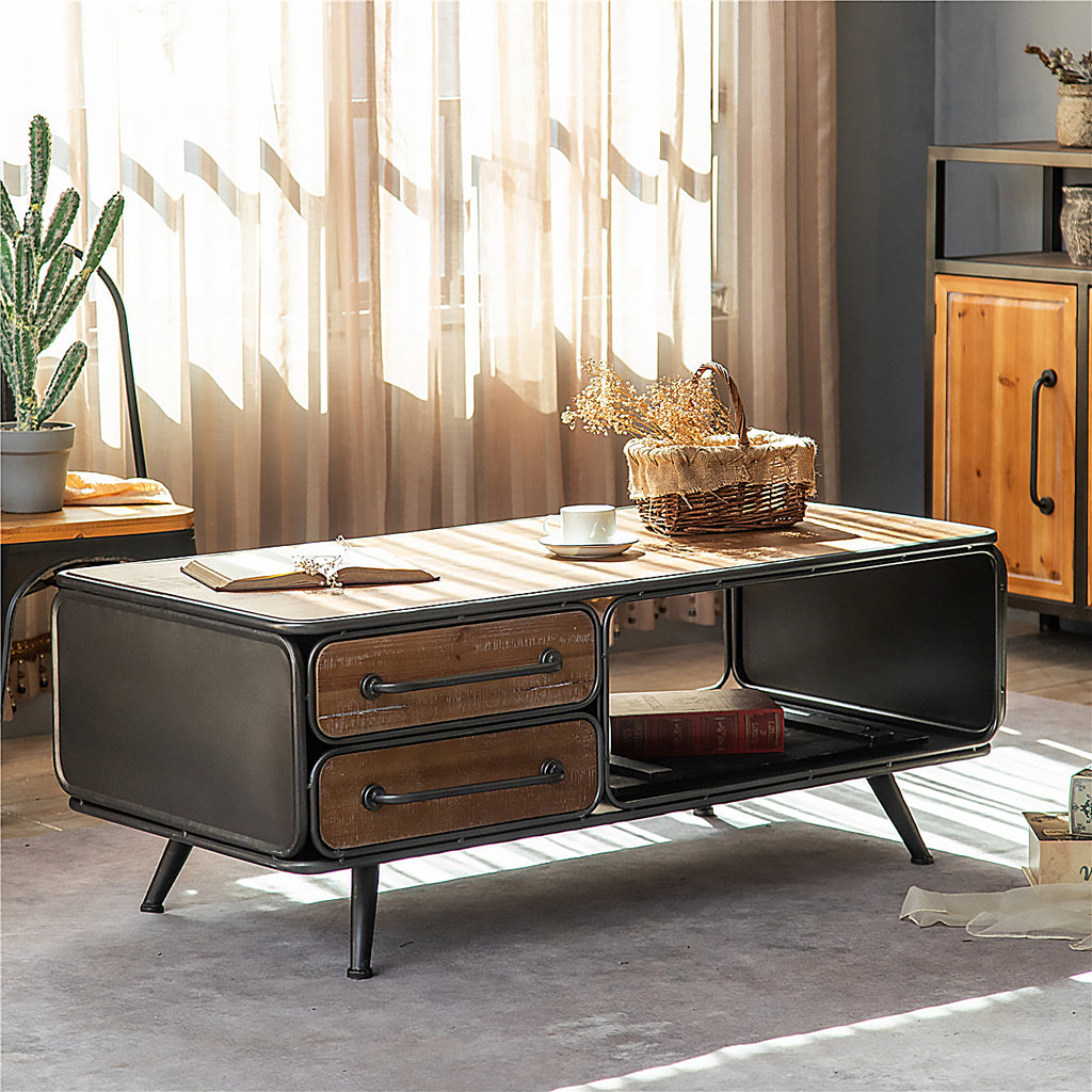 090112|Metal & Wood Coffee Table with Storage 1/CS Default Title