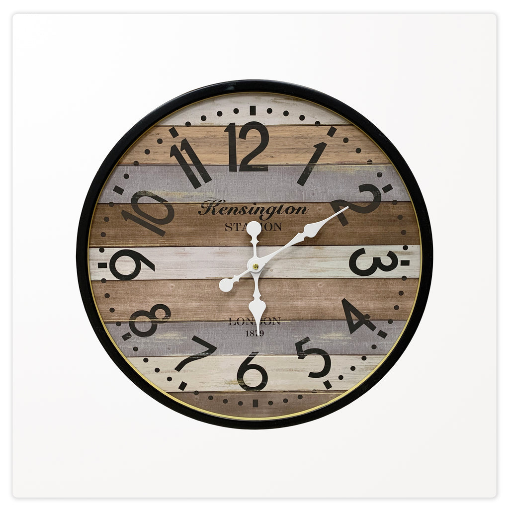 110103|Yellow Frame Wood and Metal Wall Clock 4/case Default Title
