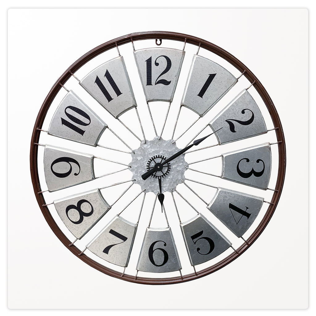 110109|Industrial Wall Clock, Metal Decor 2/case Default Title