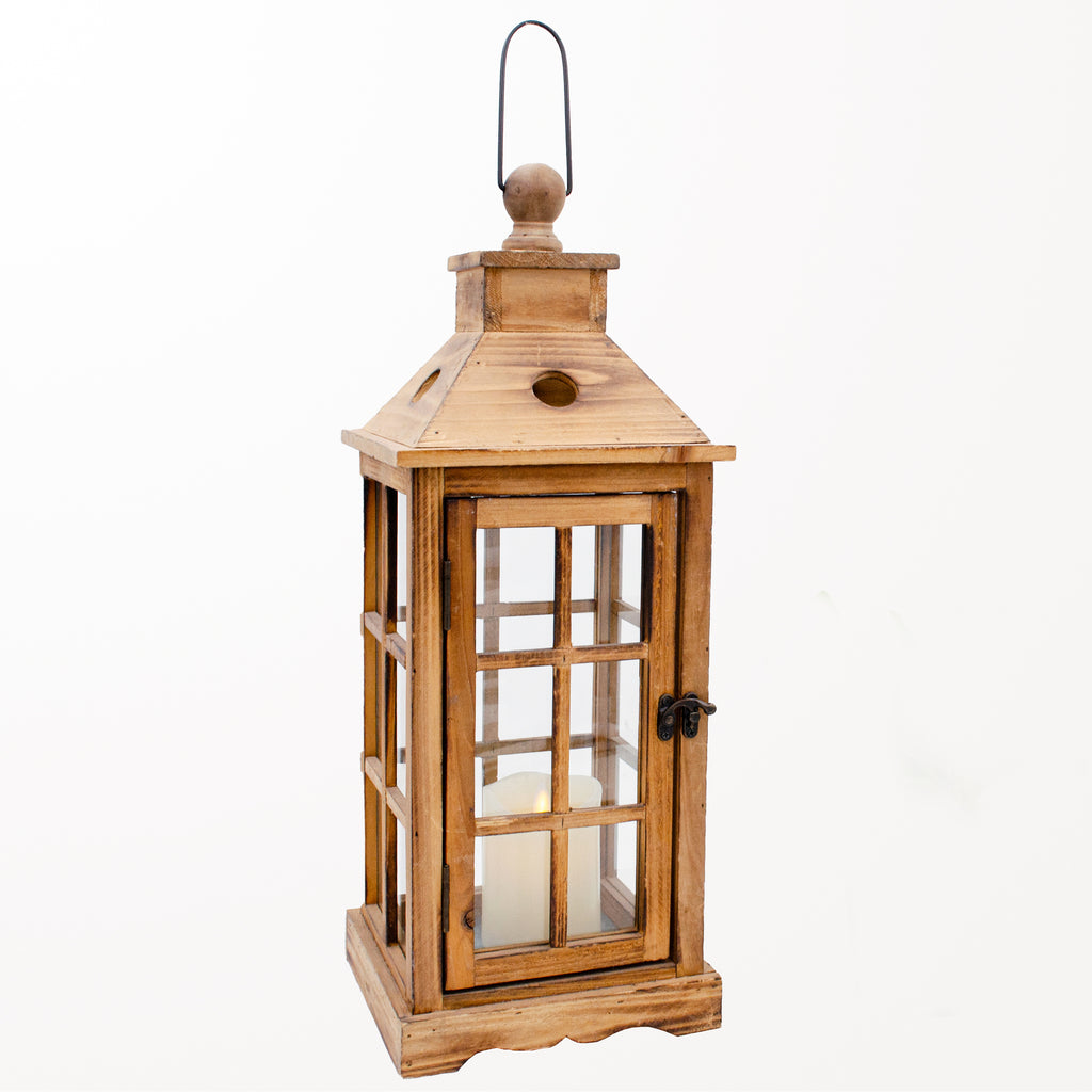 160502|Square Wooden Lantern, Tall 2/case Default Title