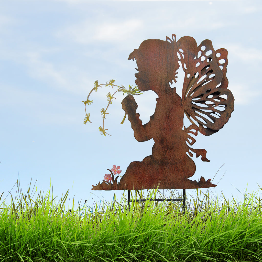 037045|Garden Fairy Smelling Flowers Silhouette Graden Stake 12/CS Default Title