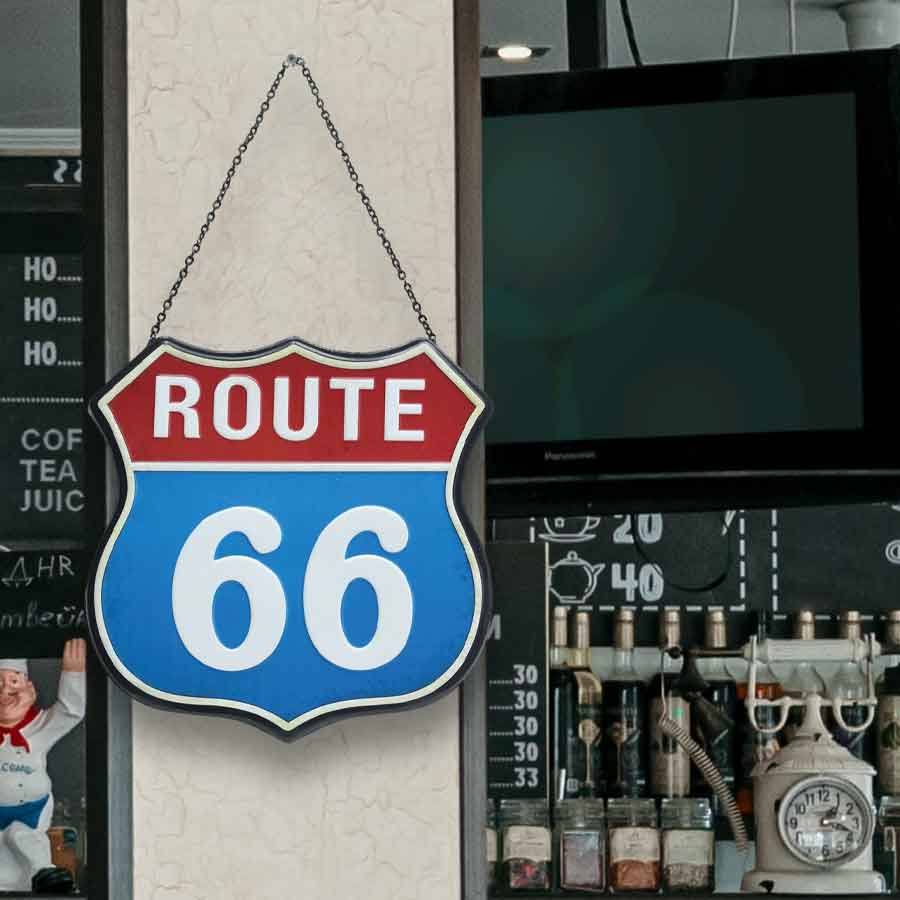 064066|Route 66 Metal Hanging Wall Décor 2/case Default Title