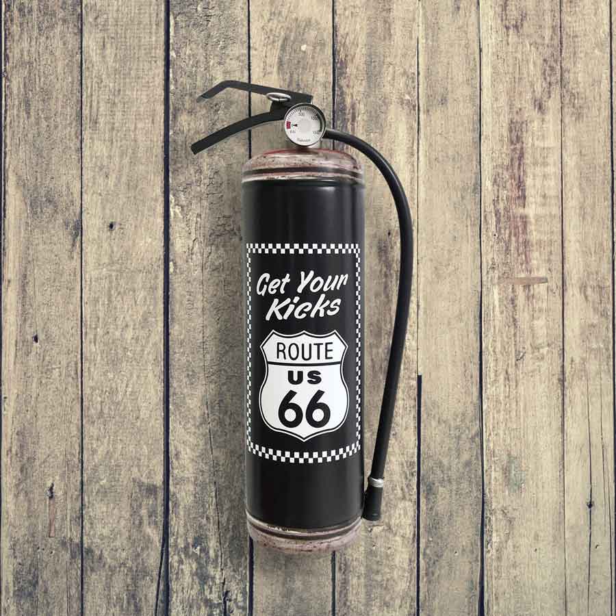 064048|Route 66 Faux Extinguisher Wall Art - Black 16/case Default Title