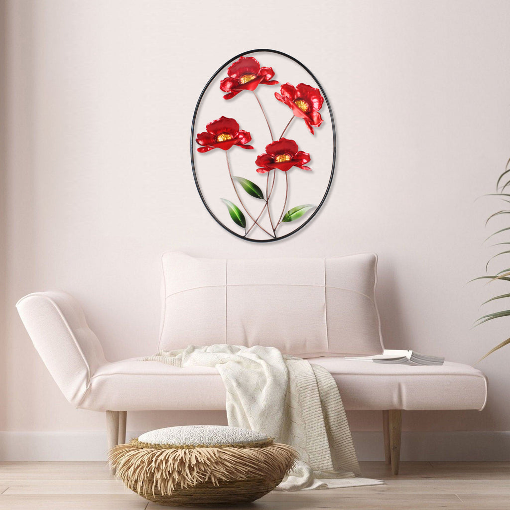 056091|Poppy Bouquet Oval Wall Art 6/CS Default Title