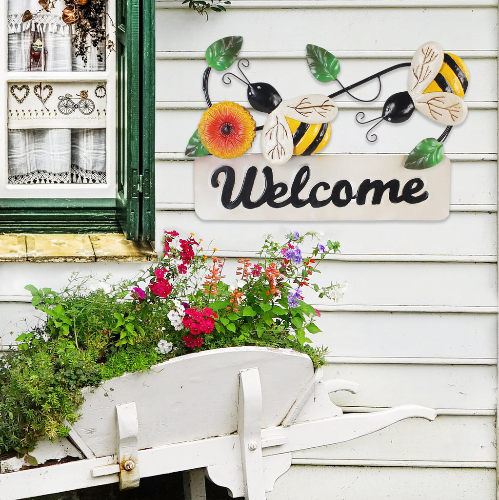 025855|Decorative Metal Welcome Sign w/ Bees 8/CS Default Title