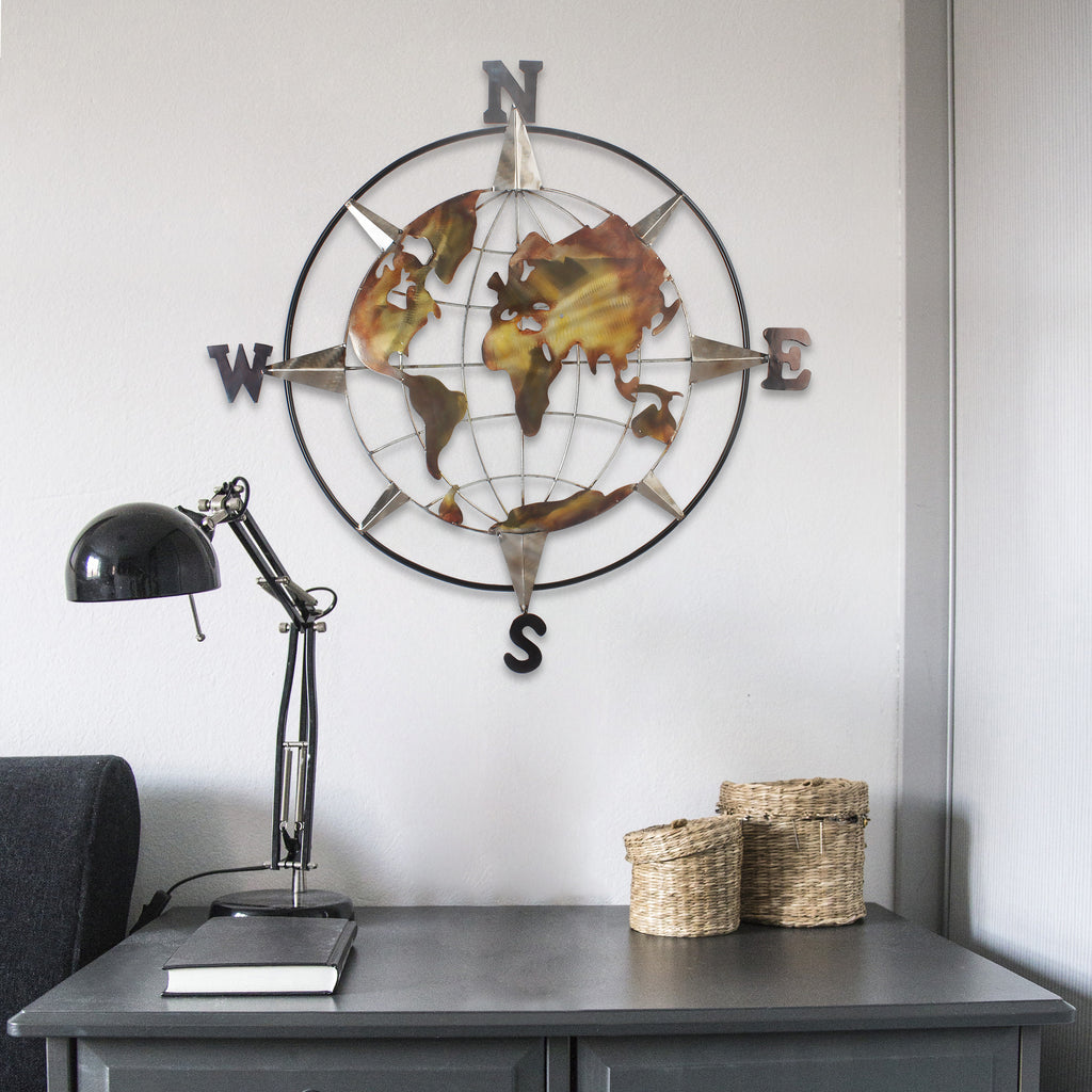 Metal Compass and Map - Wall Art 4/CS Default Title