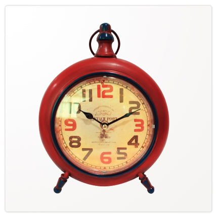 110205|Red Round Metal Table Clock 12/case Default Title