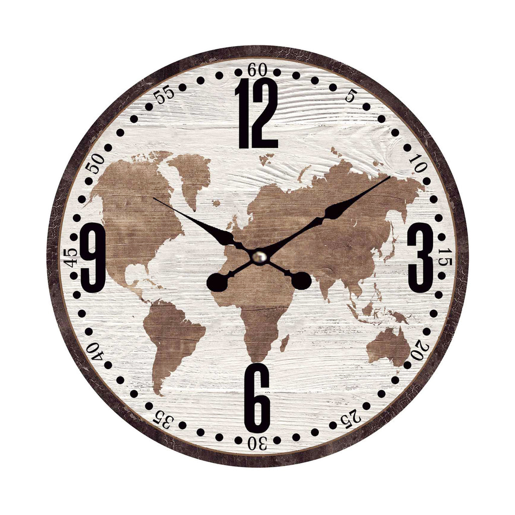 110101|Laminated World Map Wall Clock 12/case Default Title