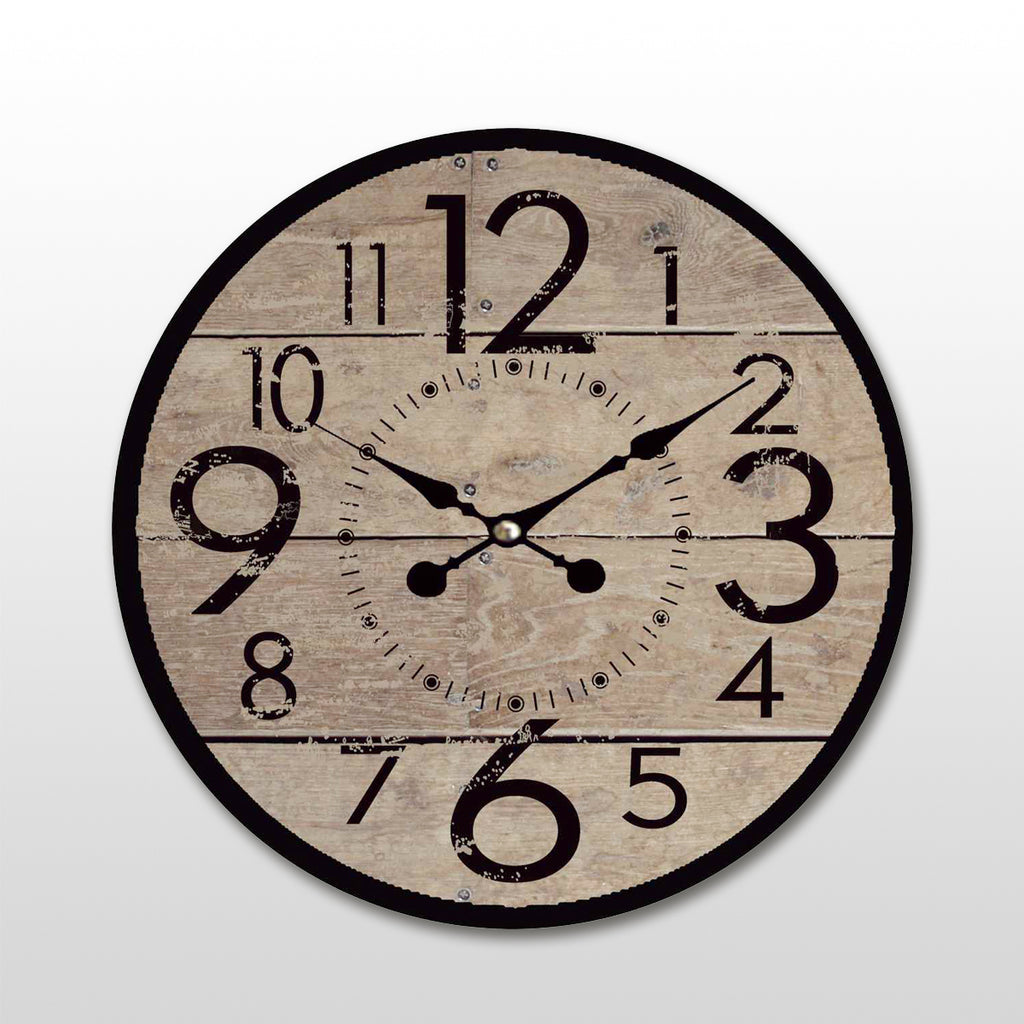 110101|Simulated Wood Wall Clock & Large Black Numbers 12/case Default Title