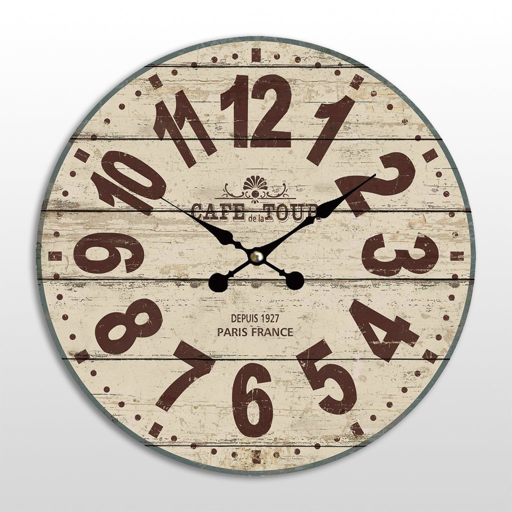 110101|Simulated Wood "Café De La Tour" Wall Clock 1 /case Default Title