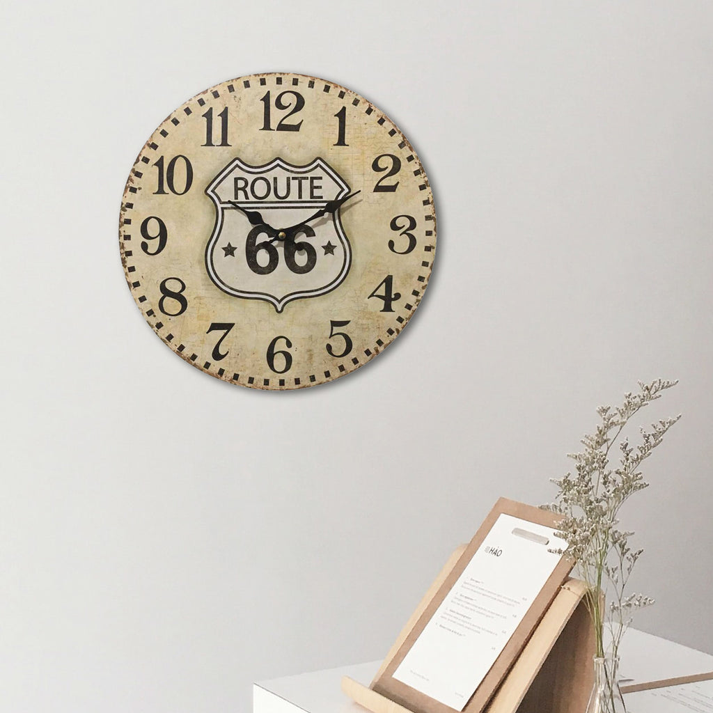 110101|Laminated "Route 66" Wall Clock 12/case Default Title