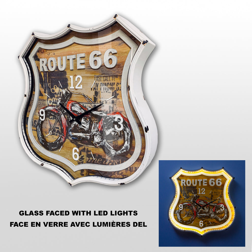 064060|LED Rte 66 Motorcycle Wall Clock 1/CS Default Title