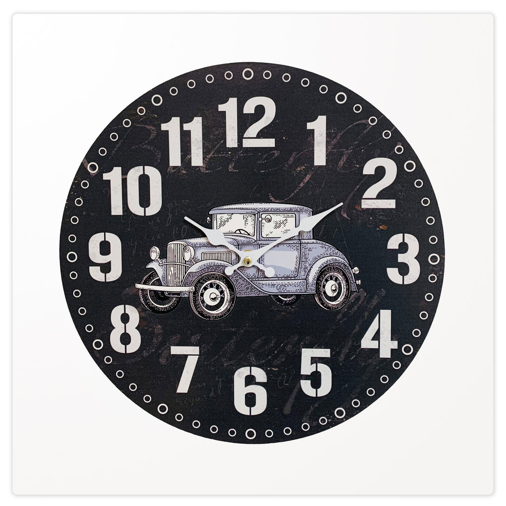 110101|Vintage Car on Black Wall Clock 12/CS Default Title