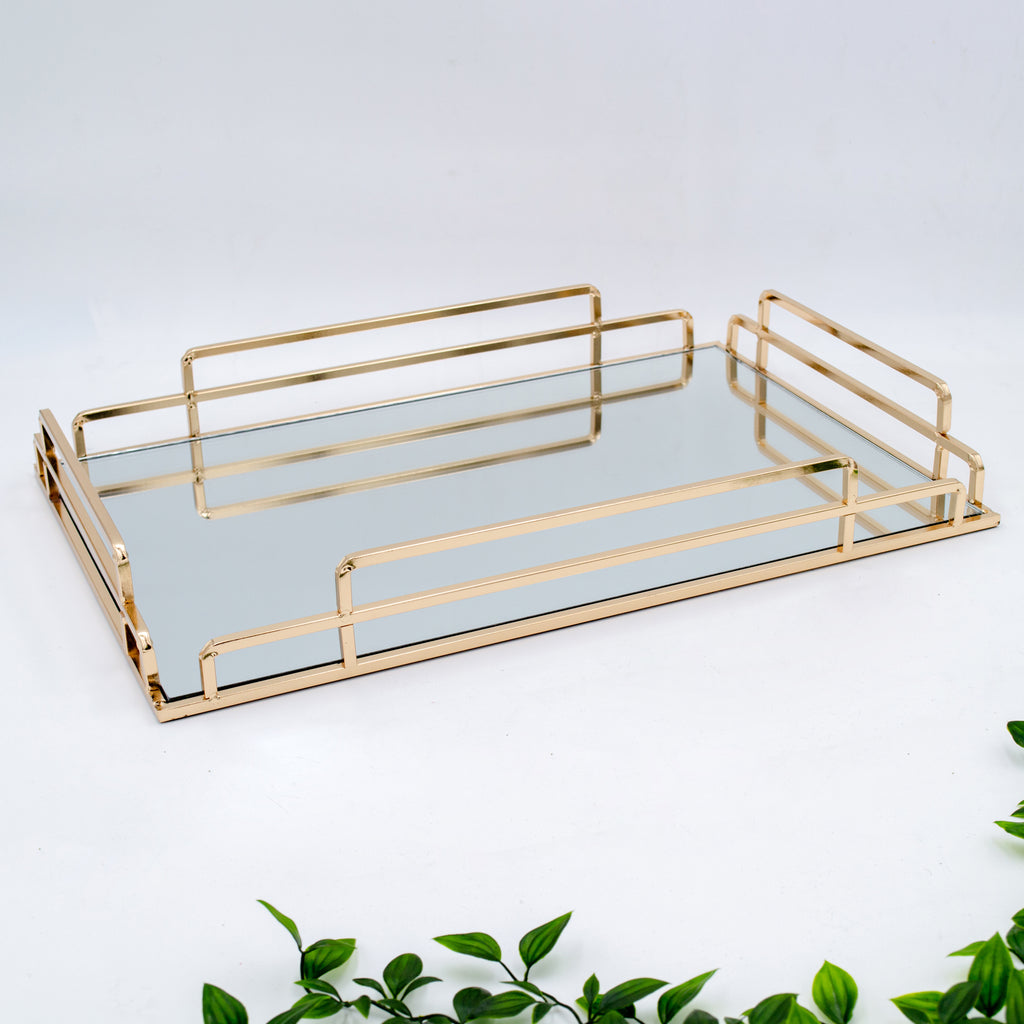 058045|Large Mirrored Tray with Gold Frame 4/case Default Title
