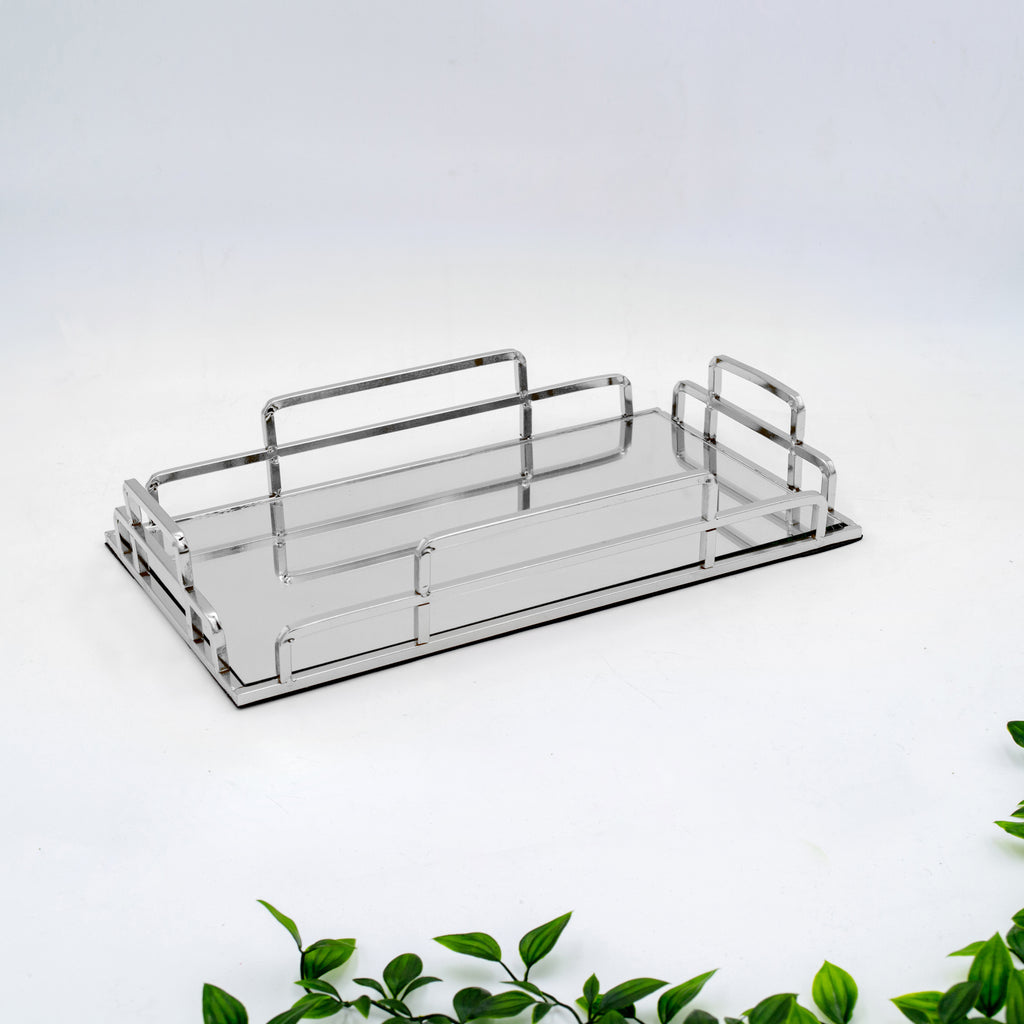 058045|Small Silver Mirror Metal Tray 8/CS Default Title