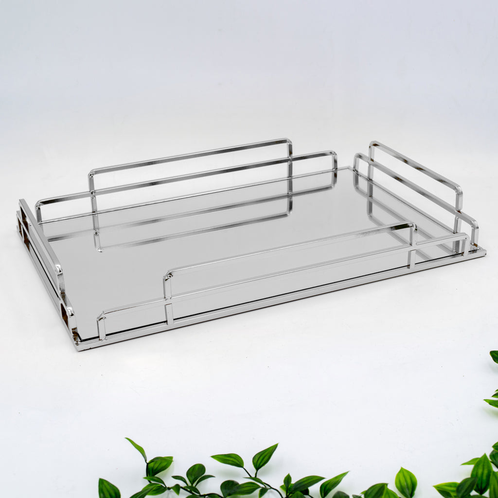 058045|Large Silver Mirror Metal Tray 4/CS Default Title
