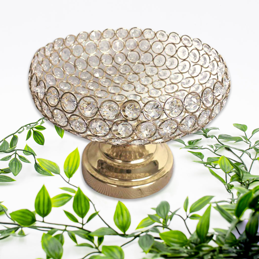 058045|Large Decorative Golden Jeweled Dish 6/case Default Title