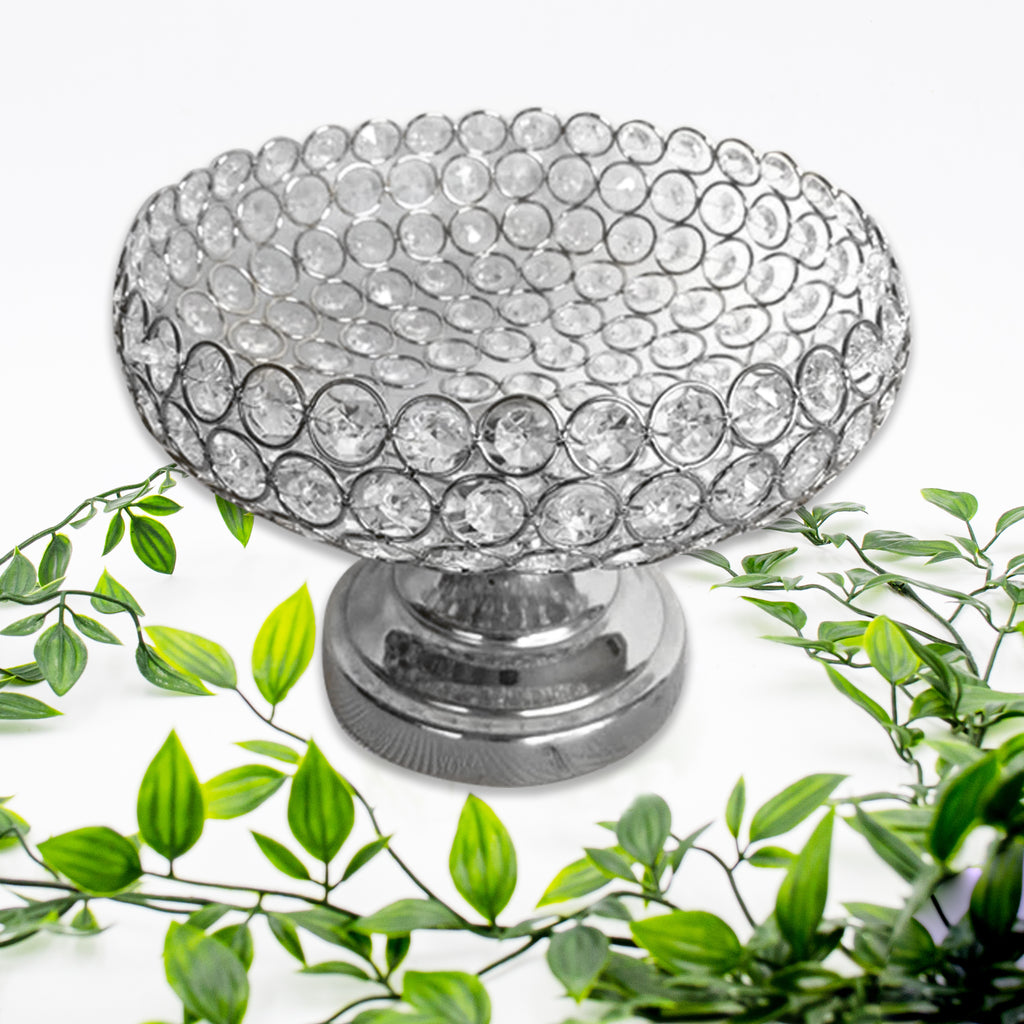 058045|Large Decorative Silver Jeweled Dish 6/case Default Title