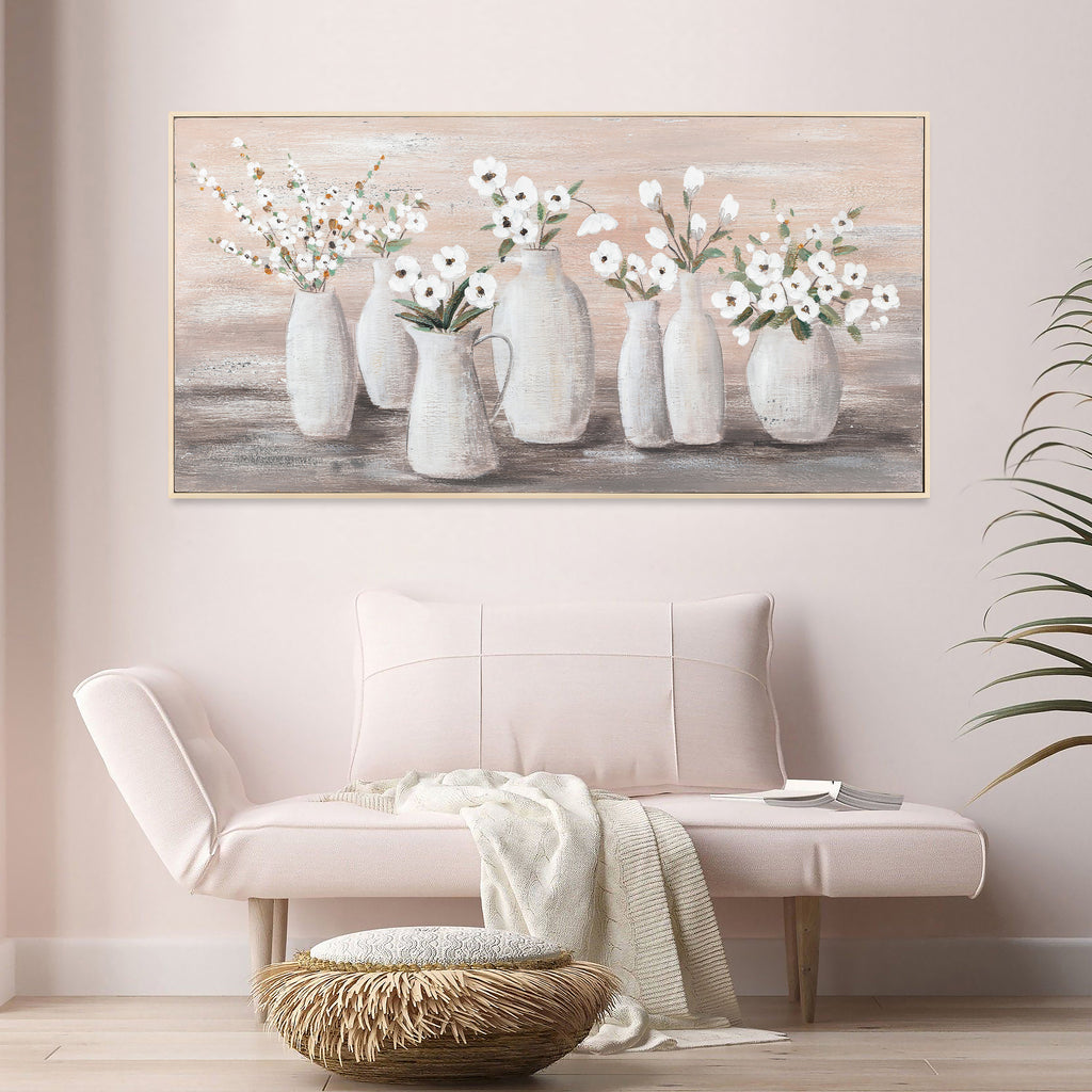 White Flower Vases Handpainted Canvas 1/CS Default Title