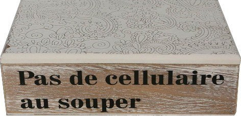 130113|Wood Top Storage Box "Pas De Cellulaire Au Souper" 24/case Default Title