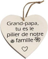 120606|Grand-papa, Tu Es Le Pilier De Notre Famille Hanging Wood Heart 12 /case Default Title